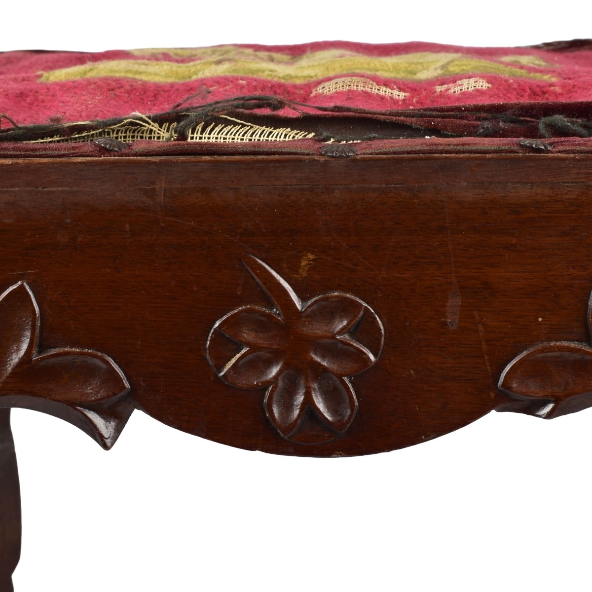 Antique Foot Stool with Tapestry Top