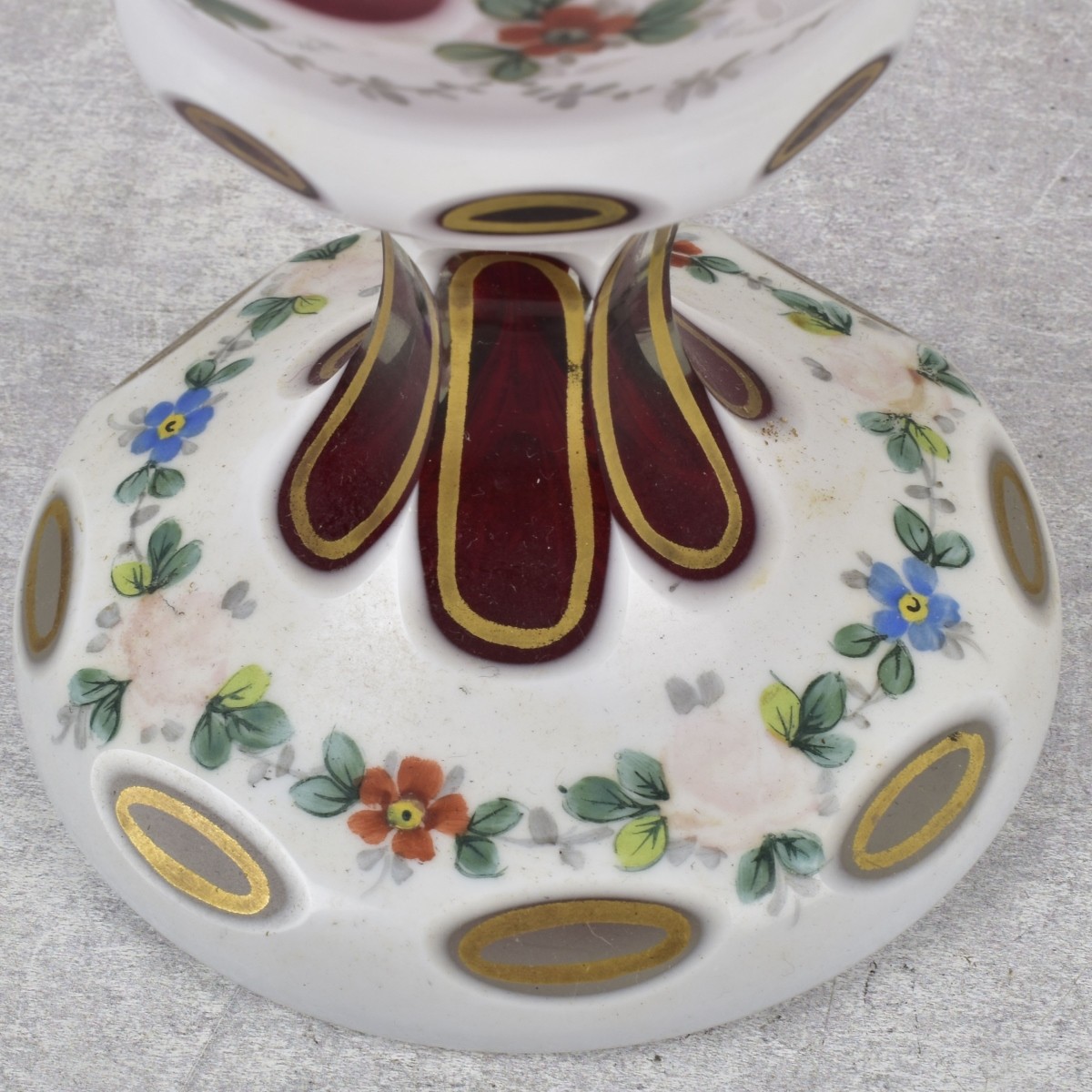 Antique Cut to Amethyst Glass Footed Pieces