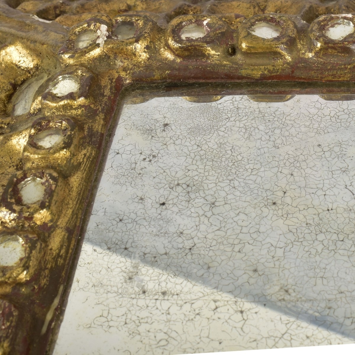 Vintage Carved Wood Square Spanish Mirror