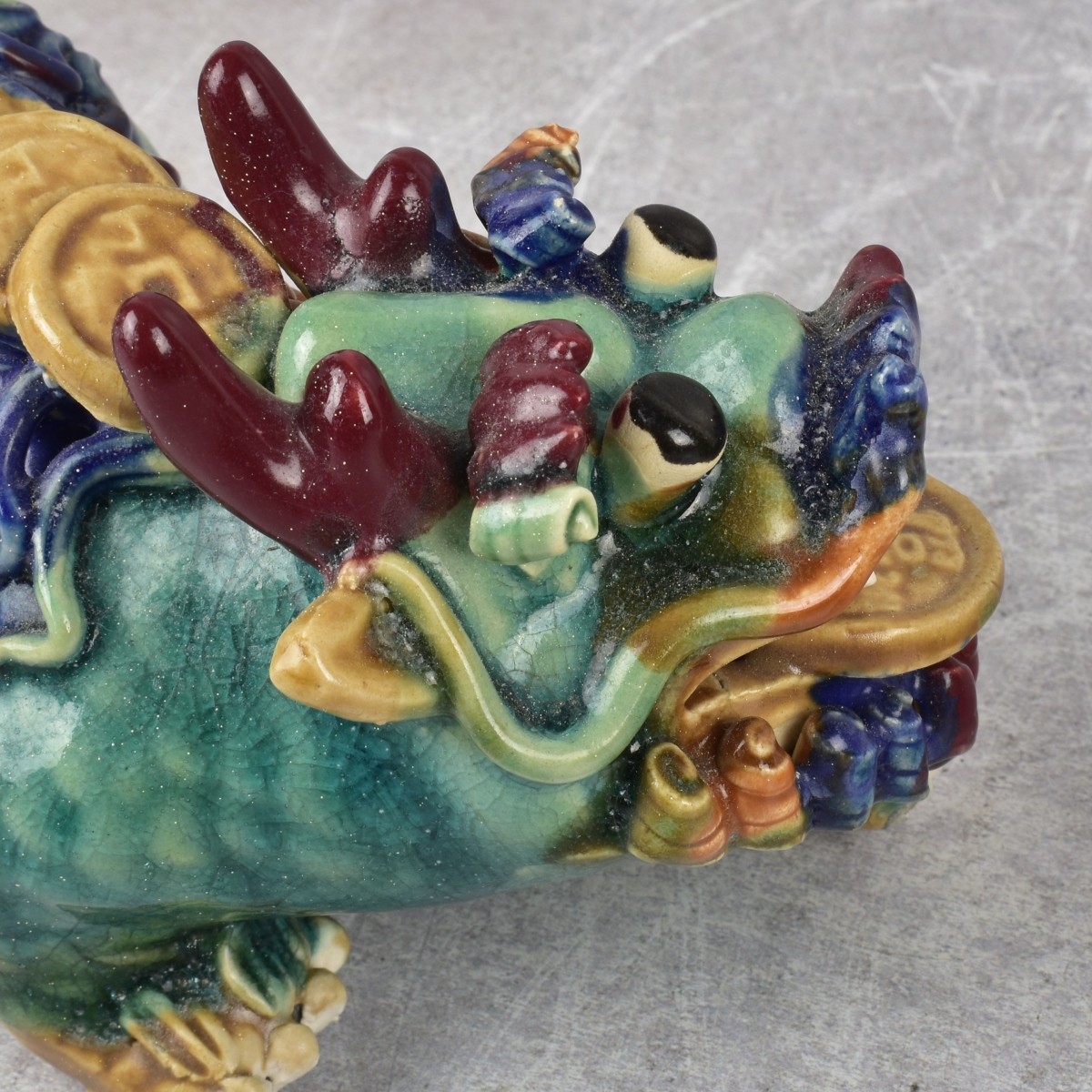 Chinese Wucai Pottery Foo Dogs