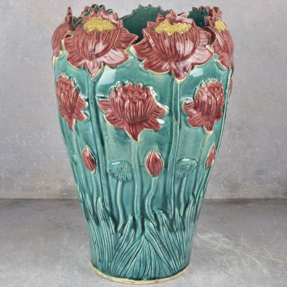 Antique French Art Nouveau Majolica Vase