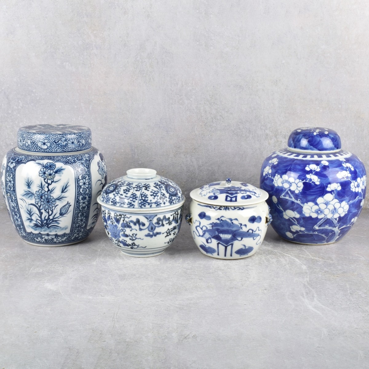 Vintage Chinese Blue and White Porcelain Jars