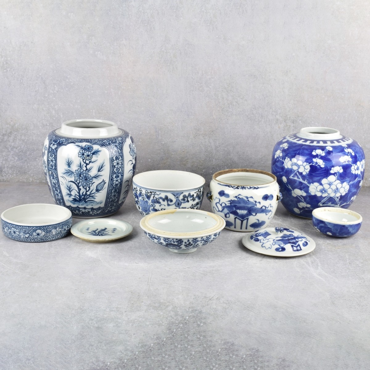Vintage Chinese Blue and White Porcelain Jars