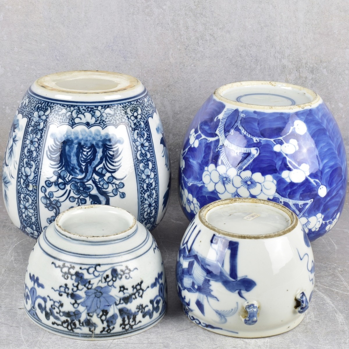 Vintage Chinese Blue and White Porcelain Jars