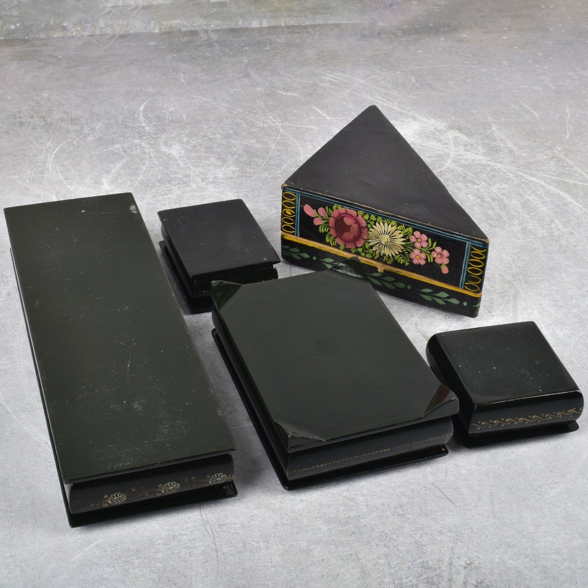 Vintage Collection of Russian Paper Mache Boxes