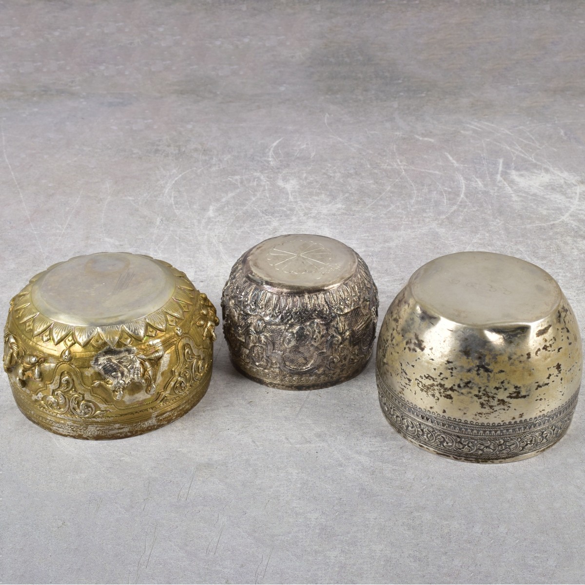 Burmese Silver Repousse Bowls