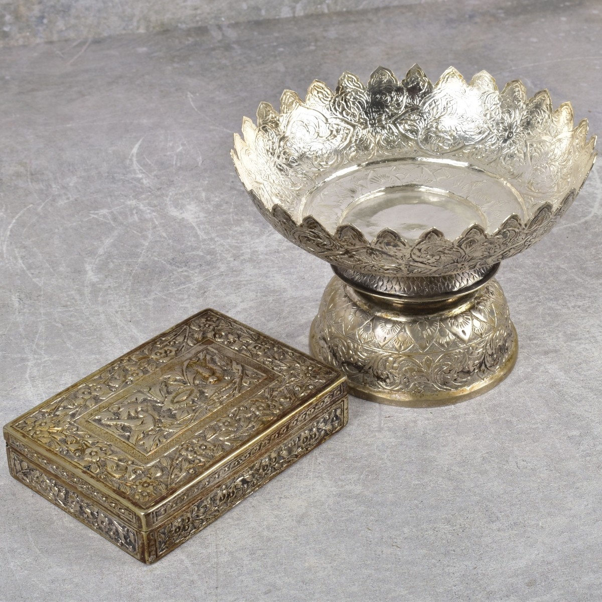 Burmese Repousse Silver Pieces