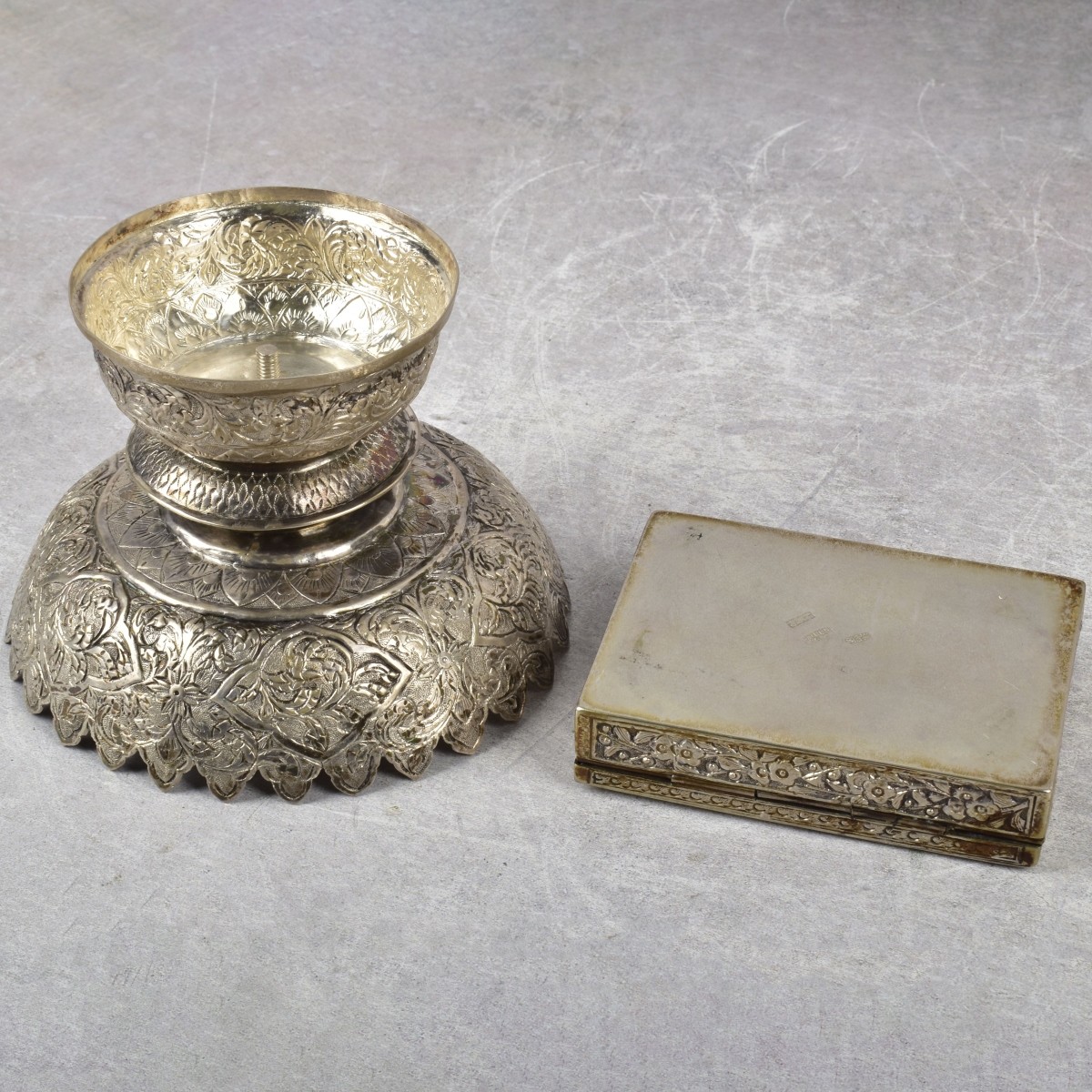 Burmese Repousse Silver Pieces