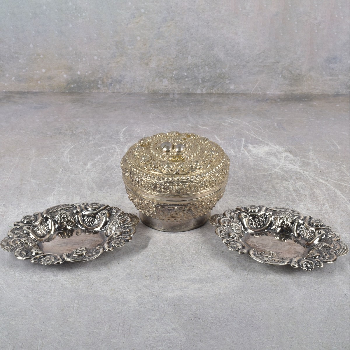 Burmese Silver Repousse Pieces