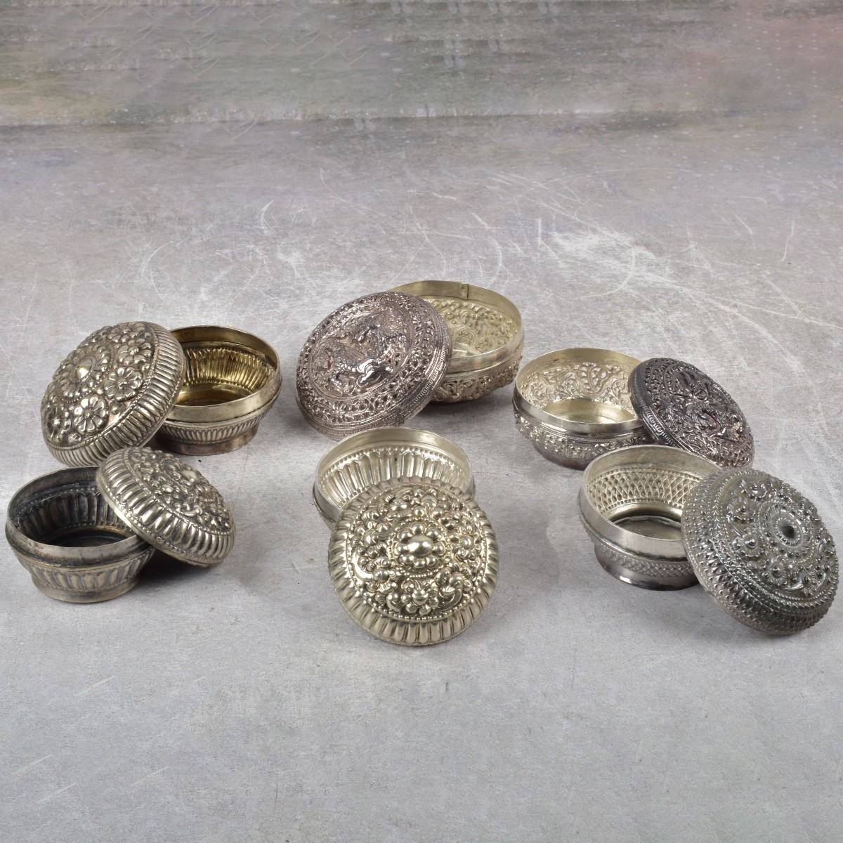 Burmese Repousse Silver Boxes