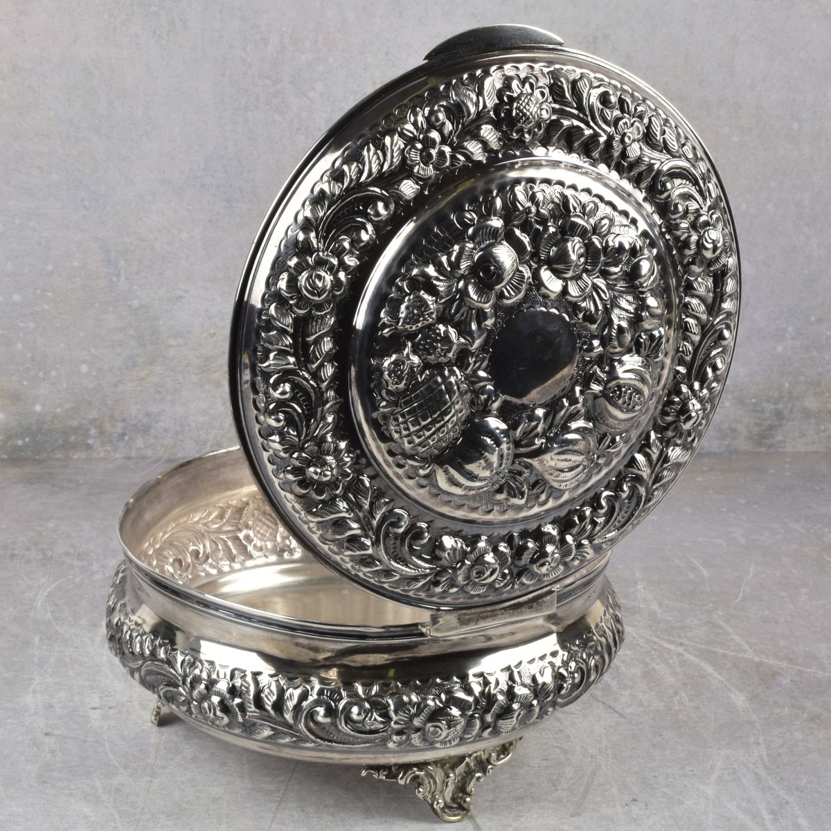 Burmese Repousse Silver Box