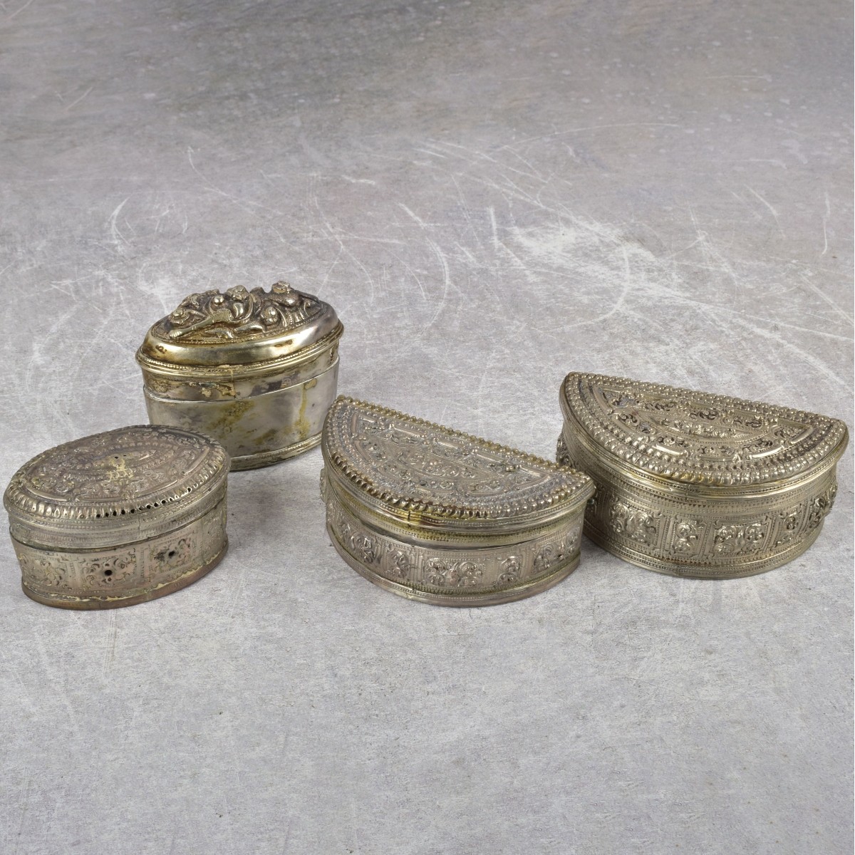 Burmese Repousse Silver Boxes