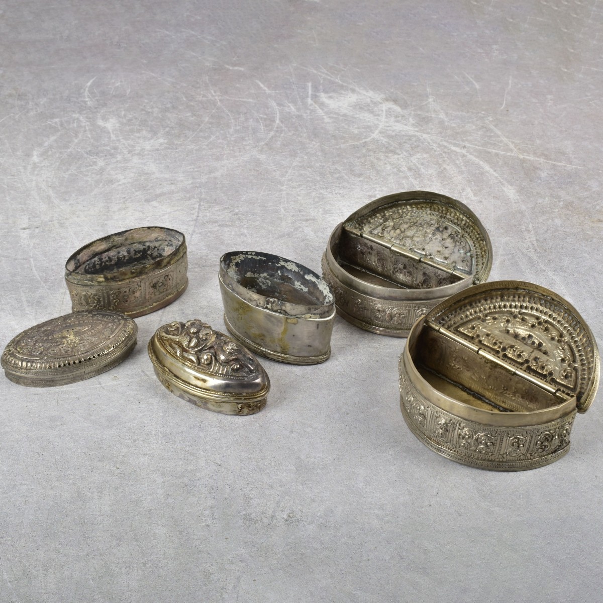 Burmese Repousse Silver Boxes