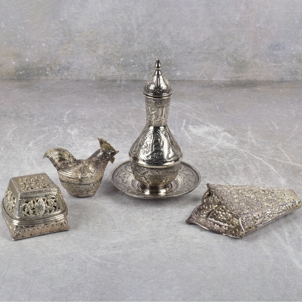 Burmese Repousse Silver Pieces