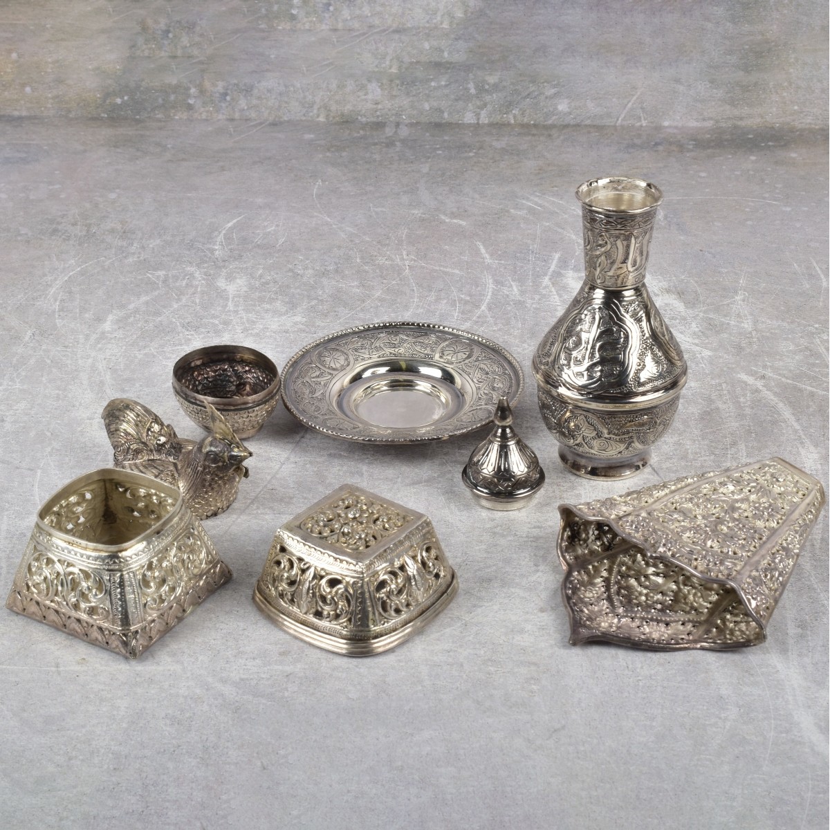 Burmese Repousse Silver Pieces