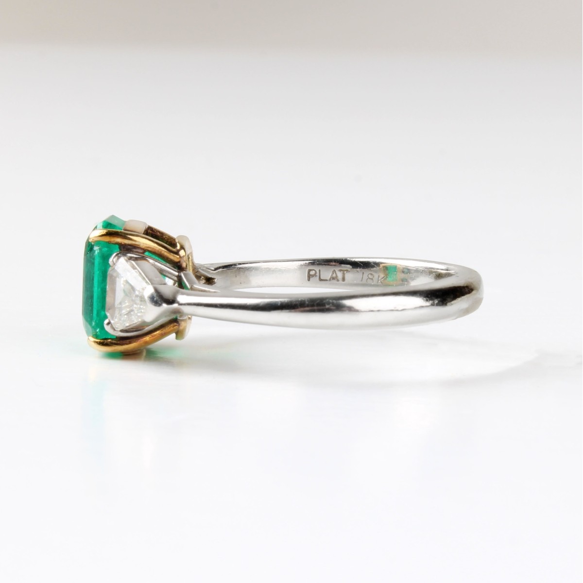 Emerald, Diamond, Platinum and 18K Ring