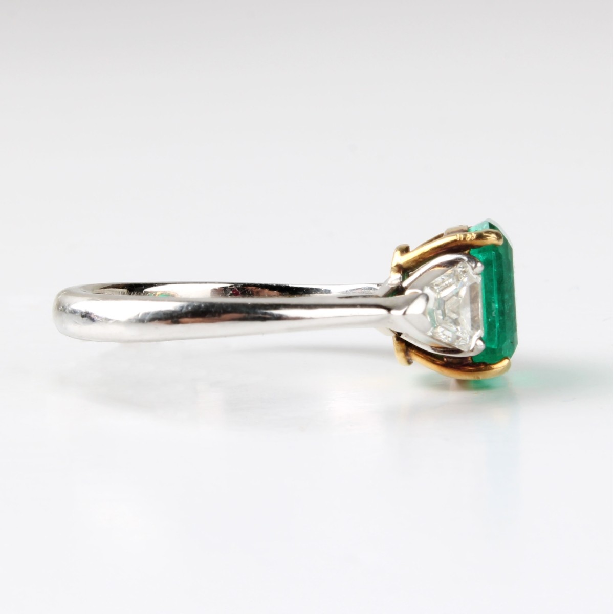 Emerald, Diamond, Platinum and 18K Ring