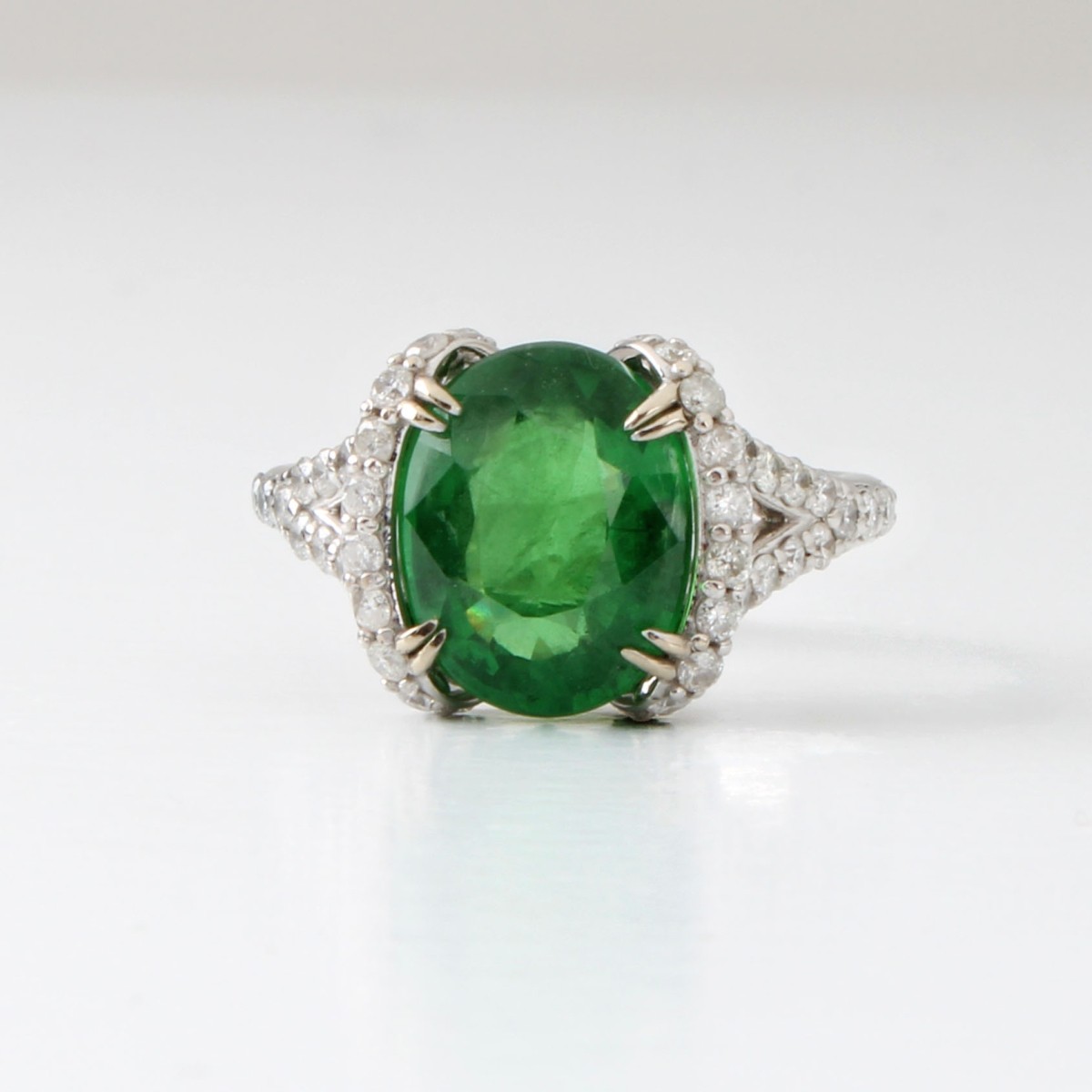 GIA Tsavorite, Diamond and 14K Ring