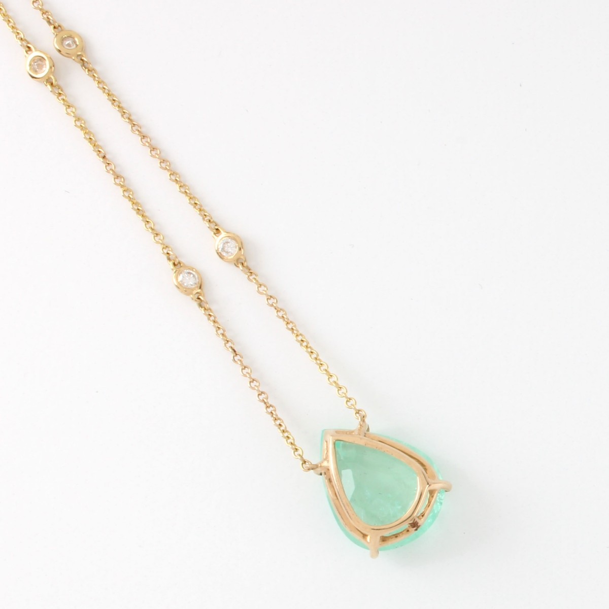 GIA Emerald, Diamond and 14K Necklace
