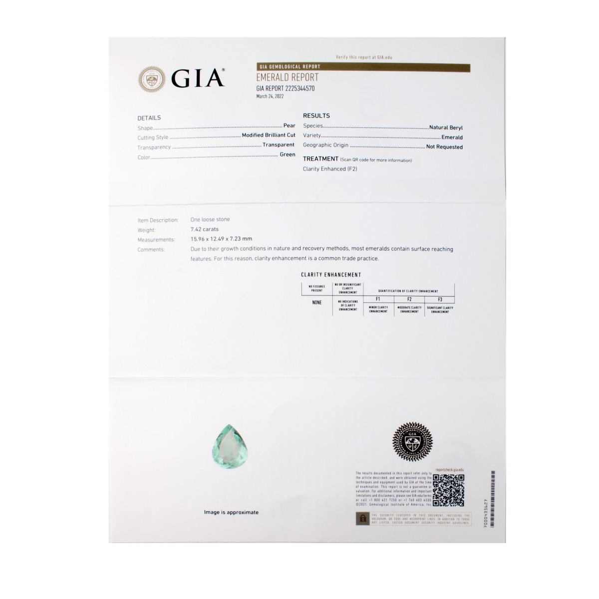 GIA Emerald, Diamond and 14K Necklace