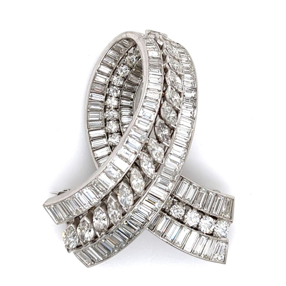 Deco Diamond and Platinum Brooch
