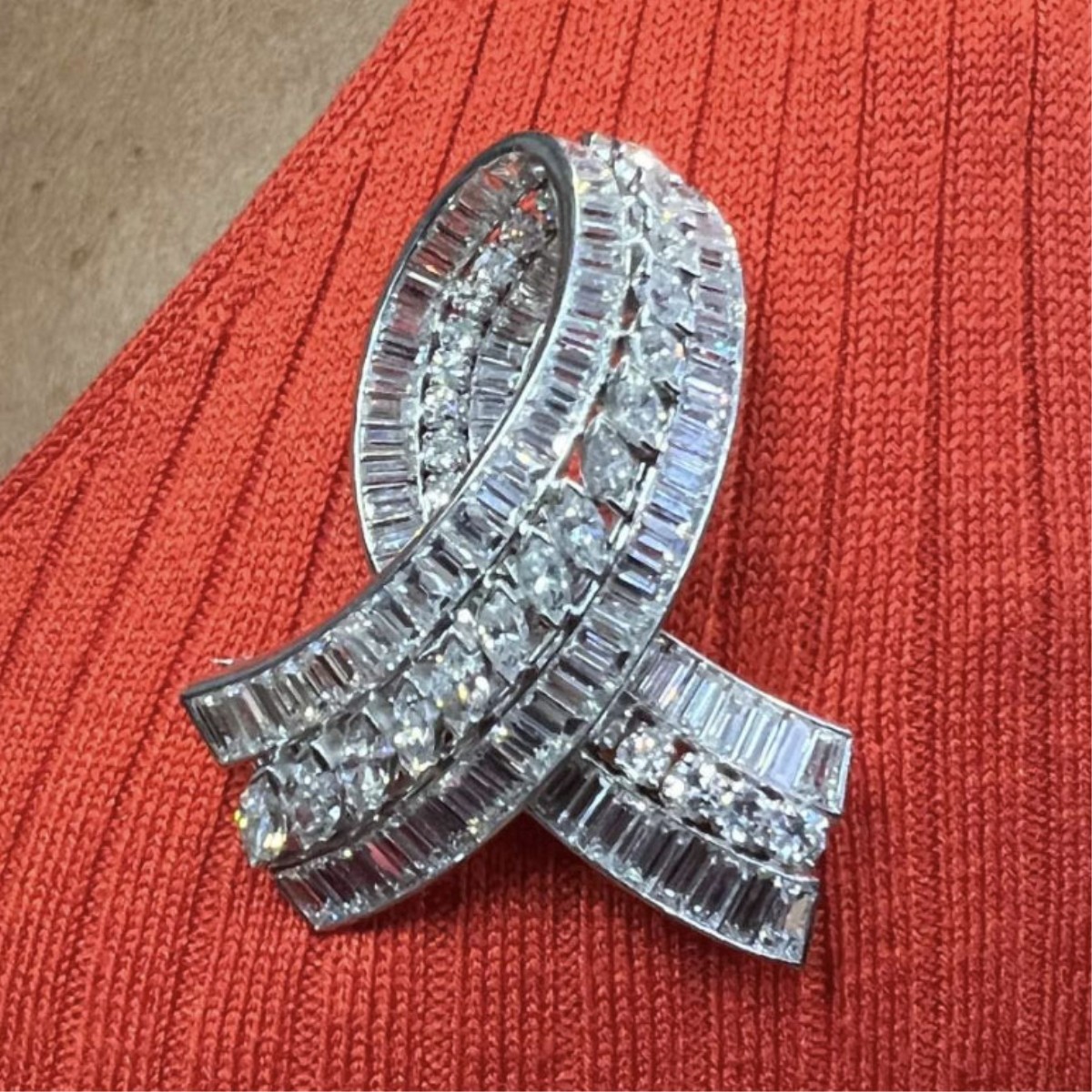 Deco Diamond and Platinum Brooch