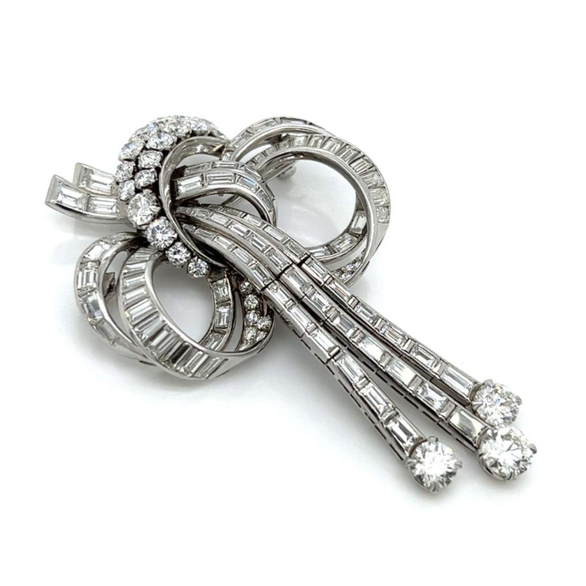 Deco Diamond and Platinum Brooch