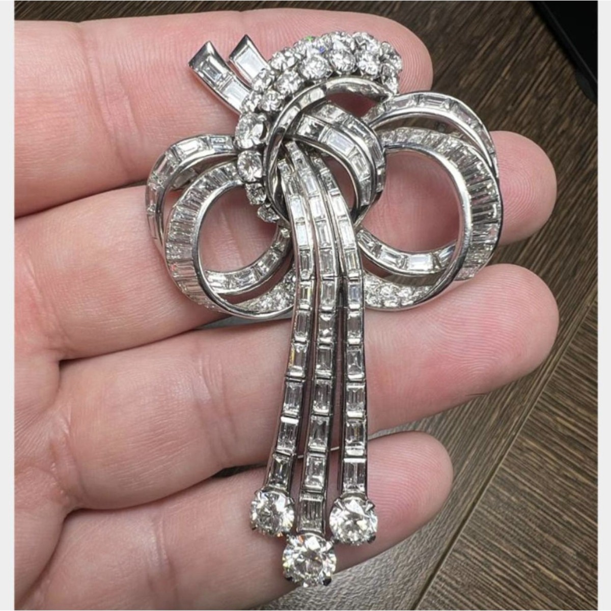 Deco Diamond and Platinum Brooch