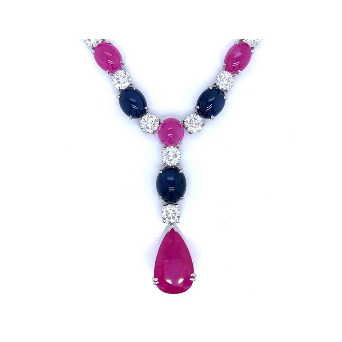 GIA Sapphire, Ruby and Diamond Necklace