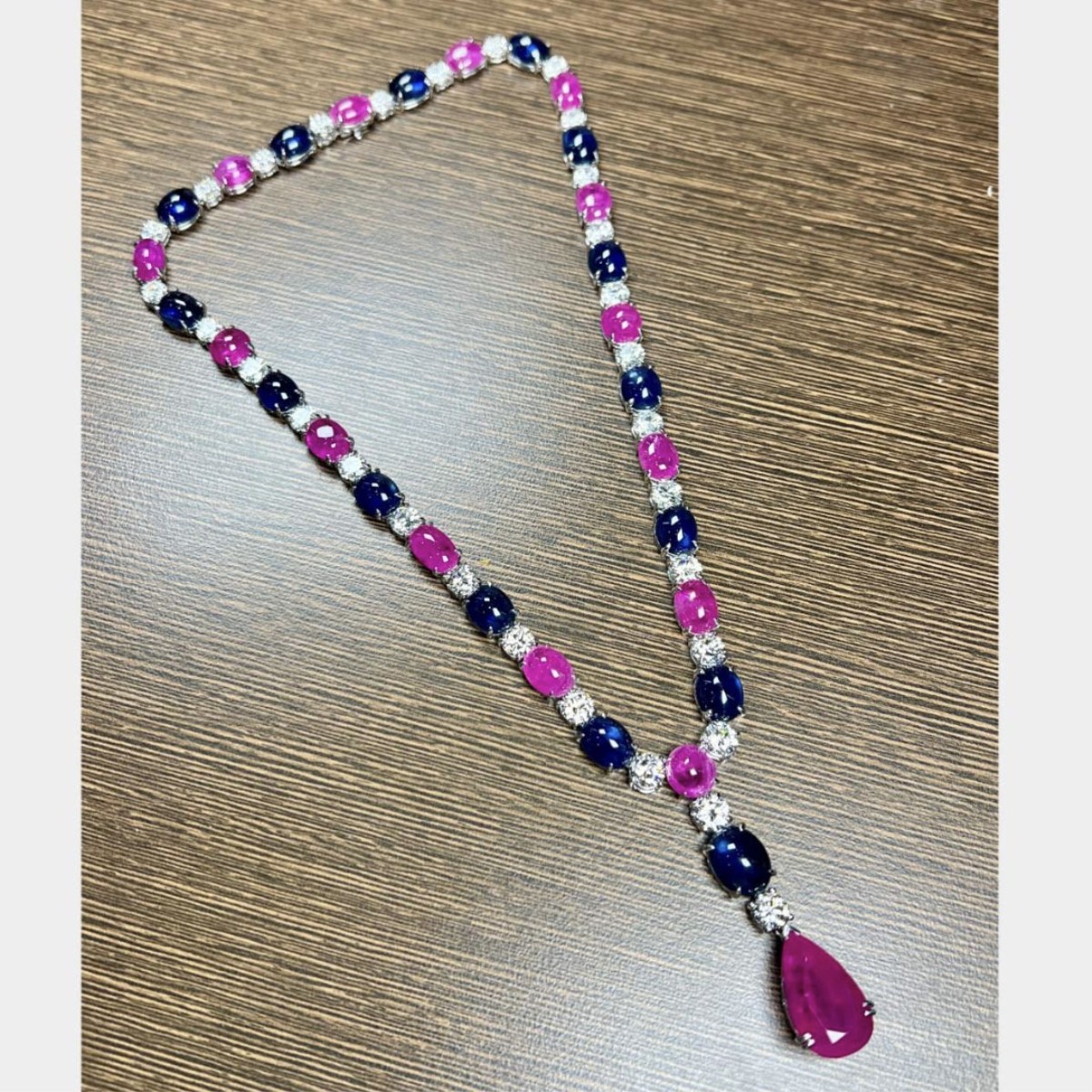 GIA Sapphire, Ruby and Diamond Necklace
