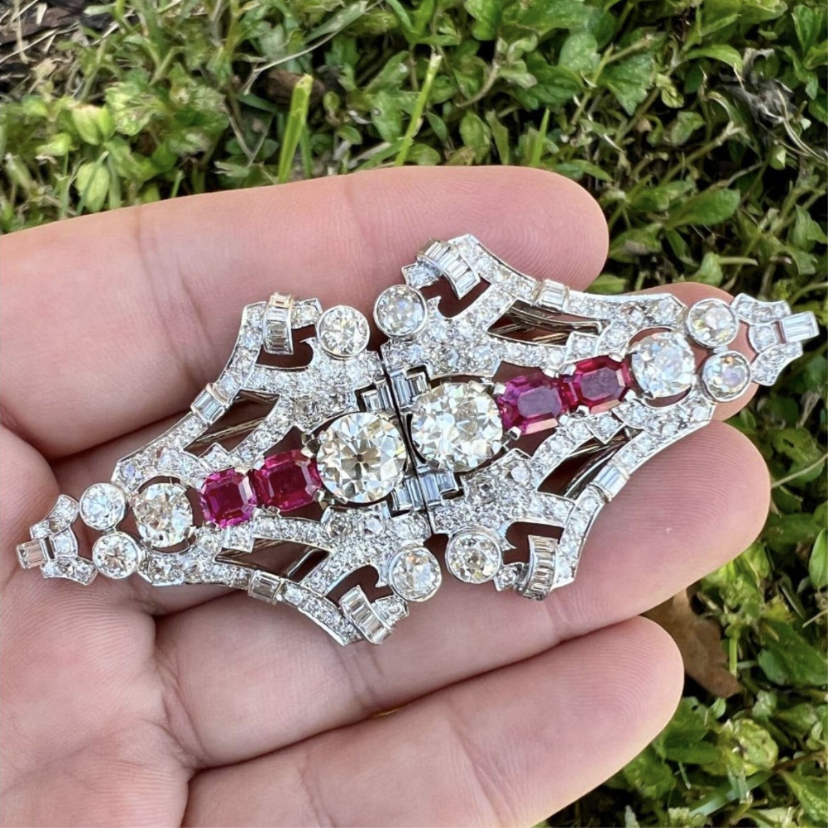 Burma Ruby and Diamond Clip / Brooch