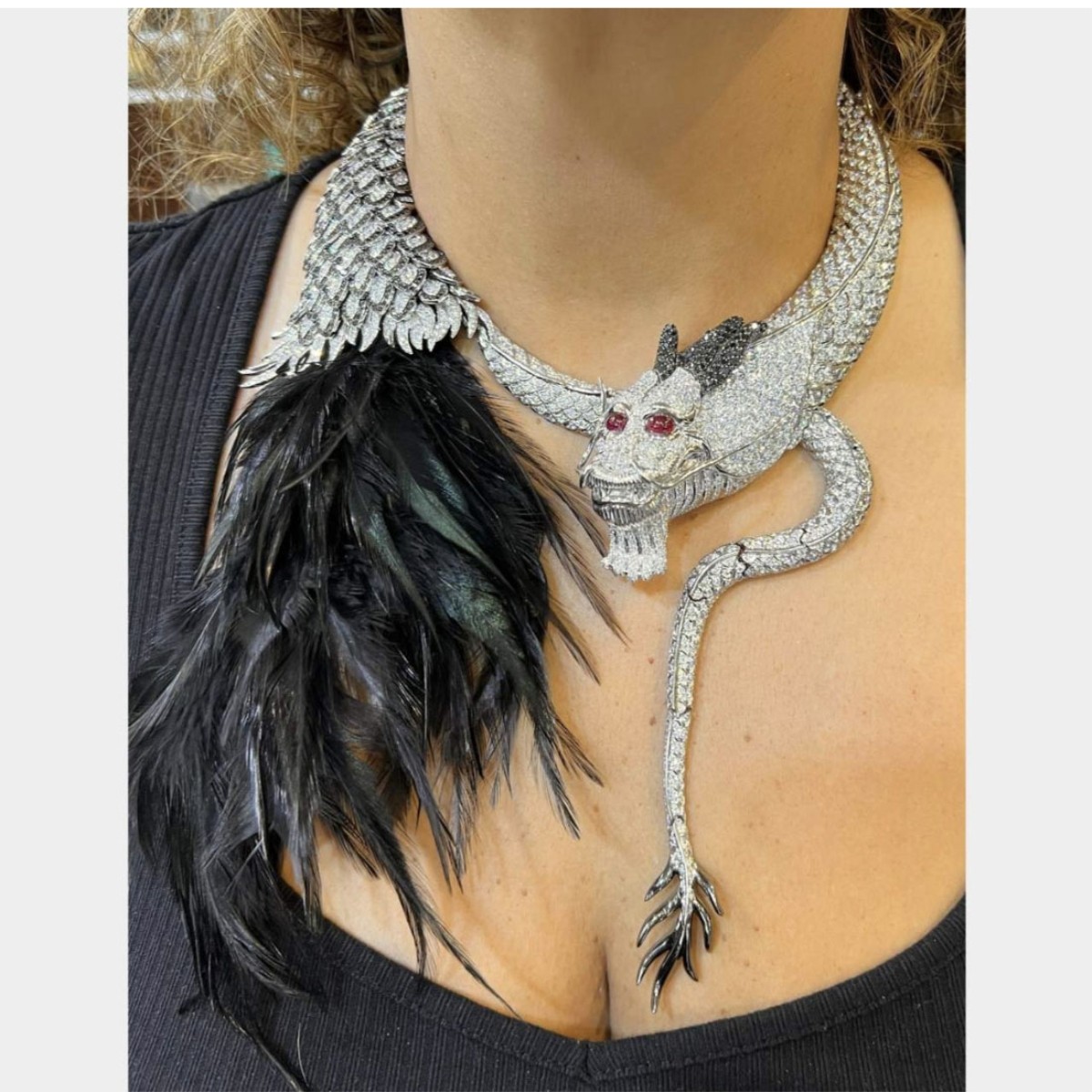 Diamond, Ruby and 18K Dragon Necklace