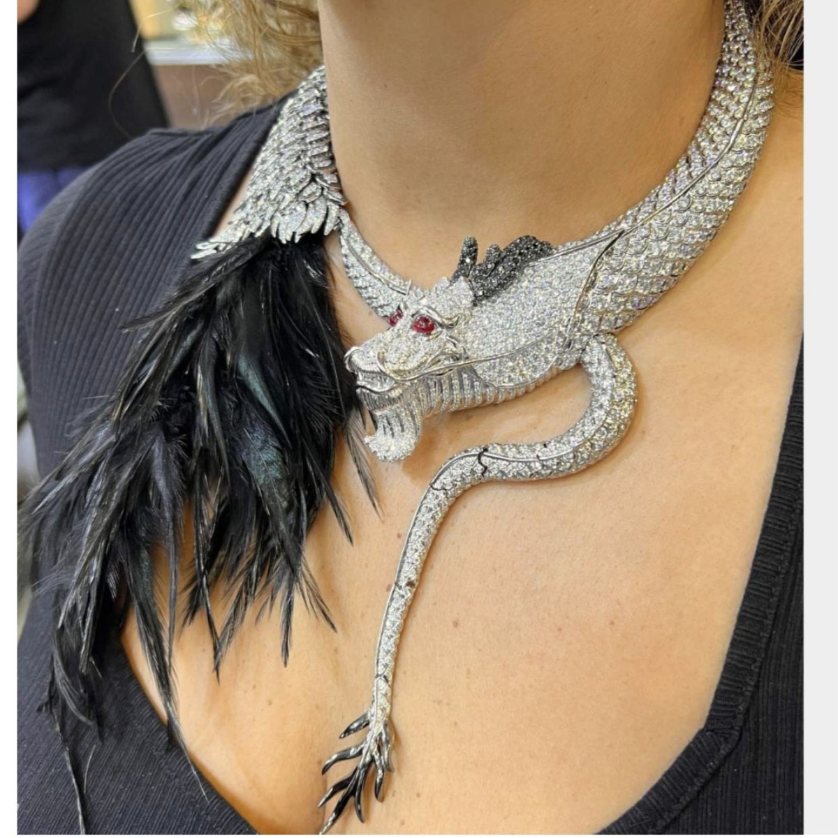 Diamond, Ruby and 18K Dragon Necklace