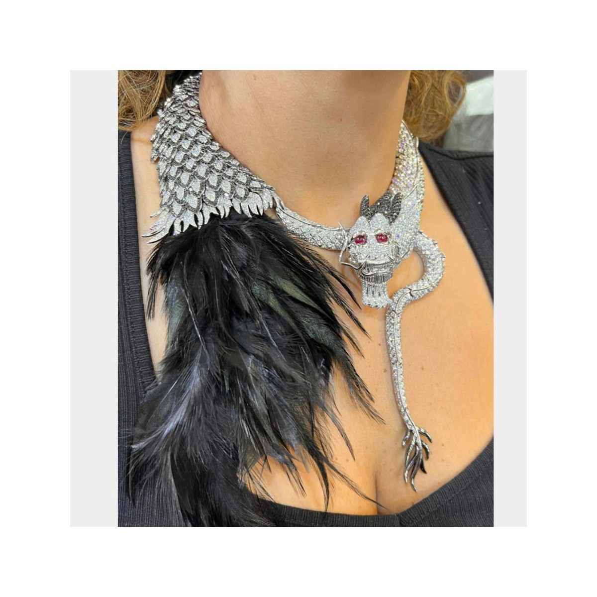 Diamond, Ruby and 18K Dragon Necklace