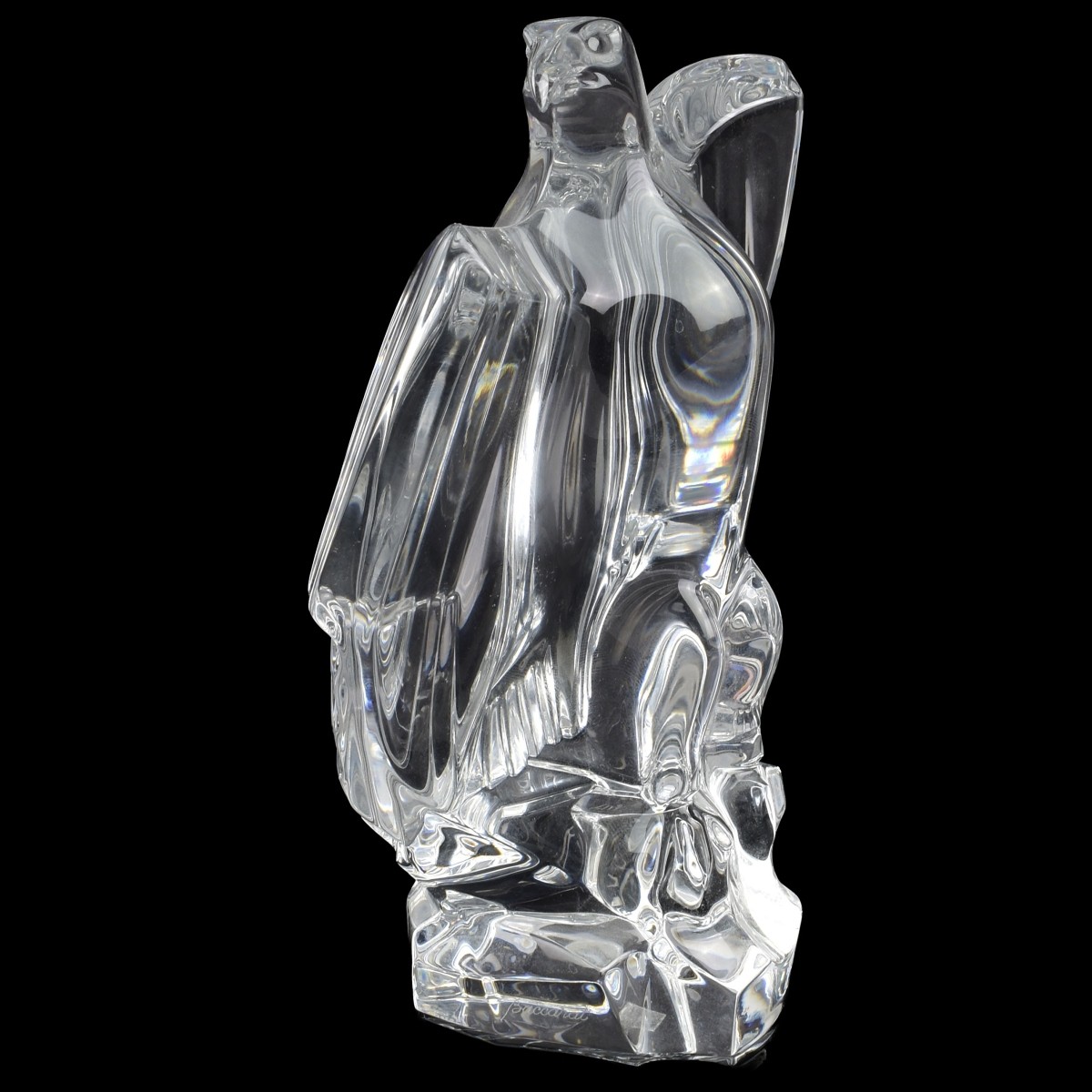 Baccarat France Crystal Standing Eagle Sculpture