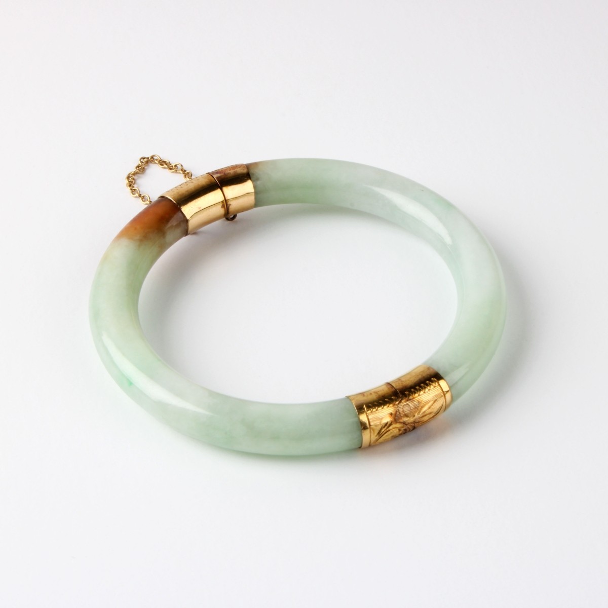 Jade and 14K Bangle Bracelet