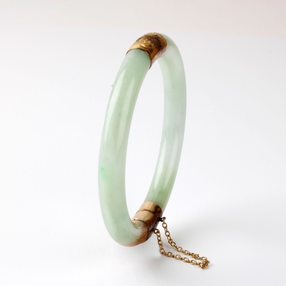 Jade and 14K Bangle Bracelet
