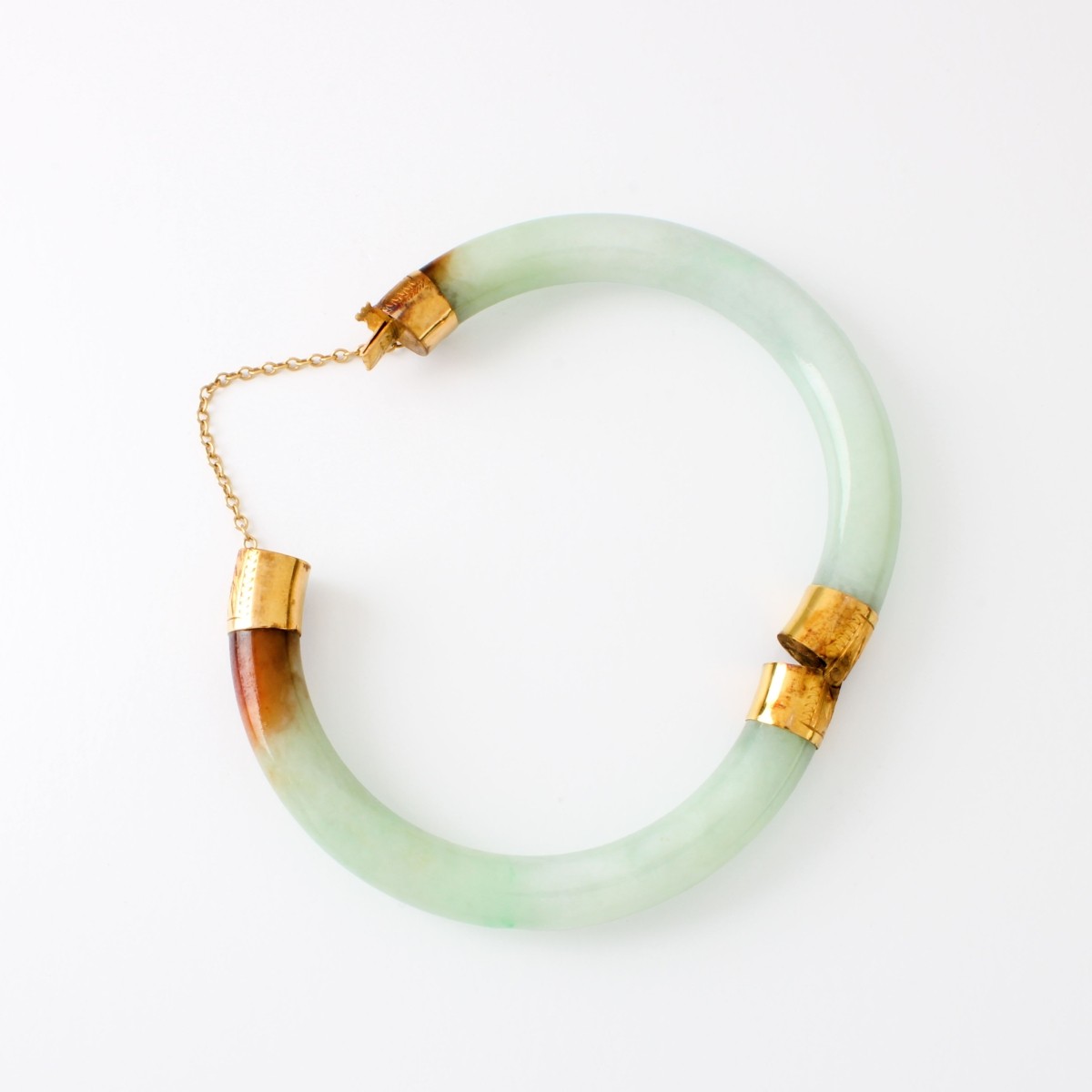 Jade and 14K Bangle Bracelet