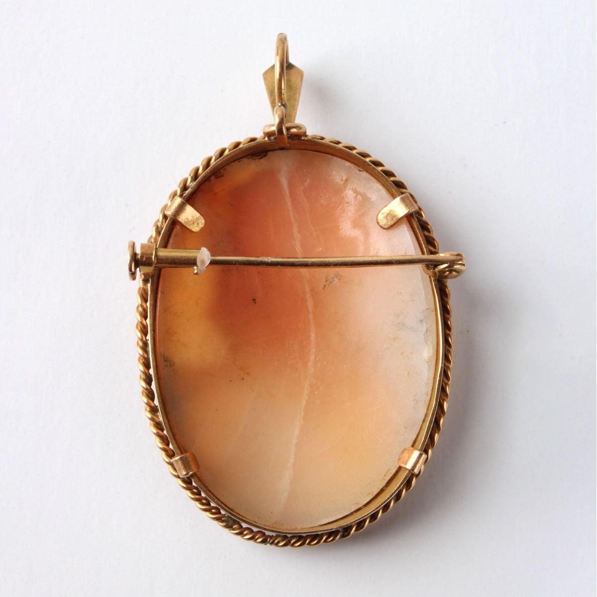 Shell and 14K Cameo Brooch