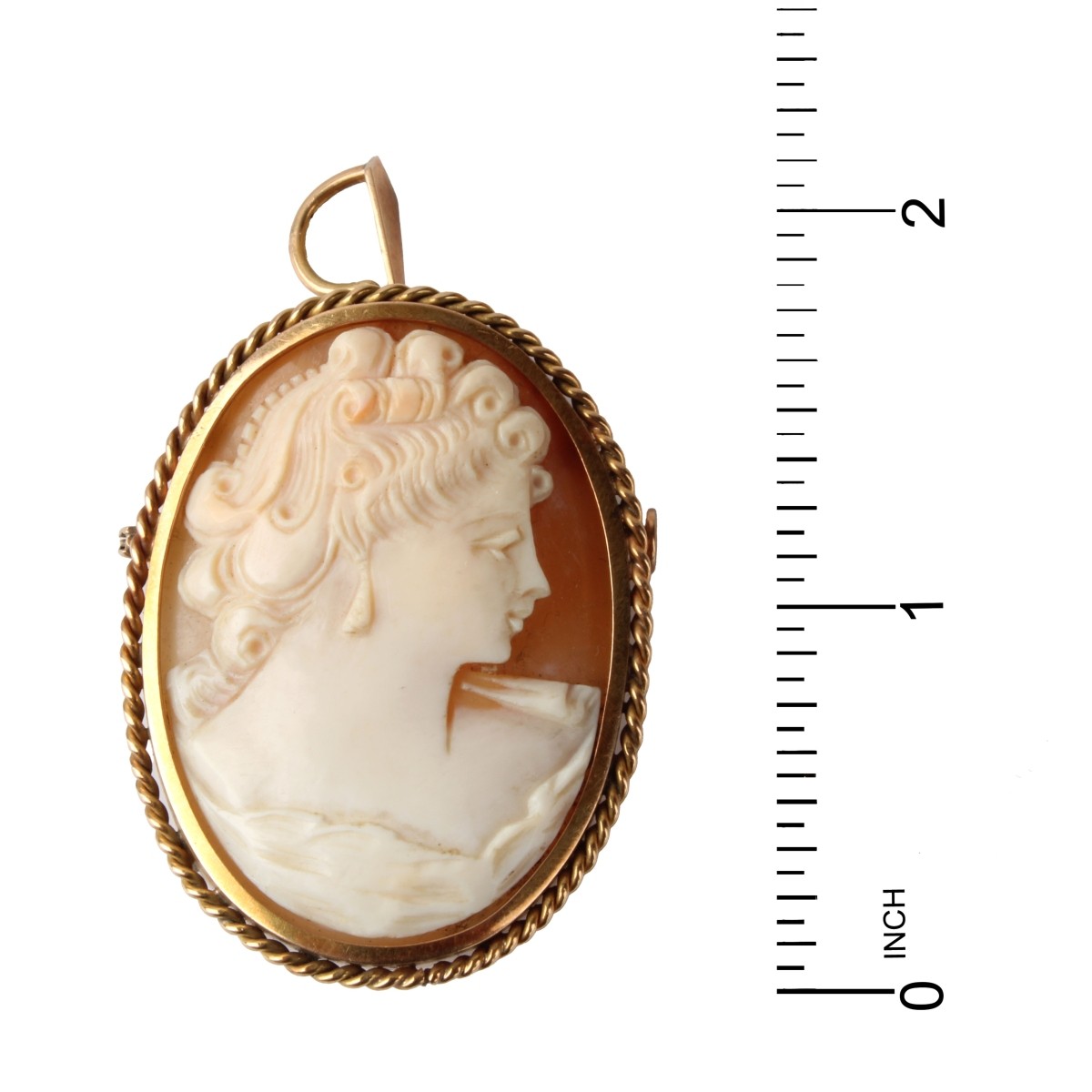 Shell and 14K Cameo Brooch