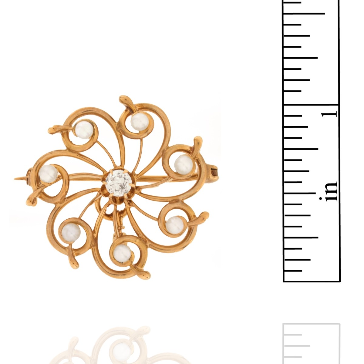 Diamond, Pearl and 14K Pendant / Brooch