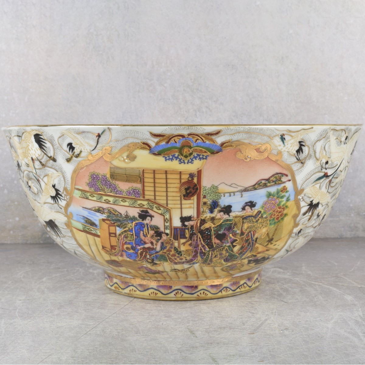 Modern Large Chinese Hand Painted Bowl