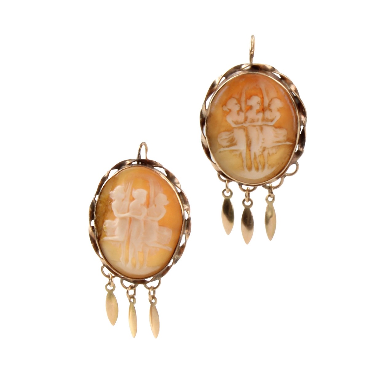 Cameo and 14K Earrings