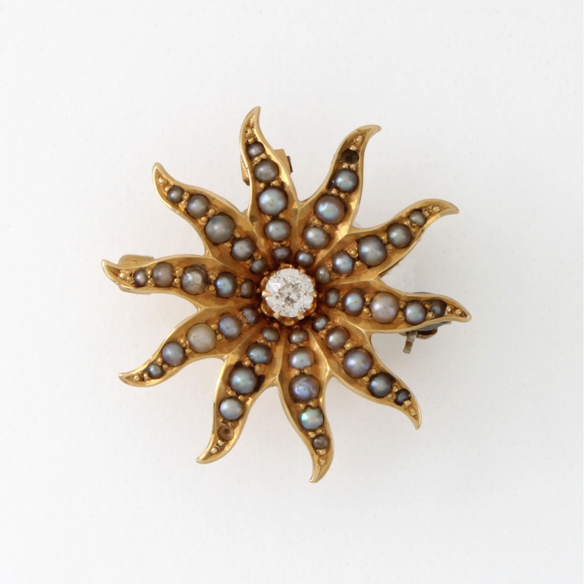 Diamond, Pearl and 14K Pendant / Brooch