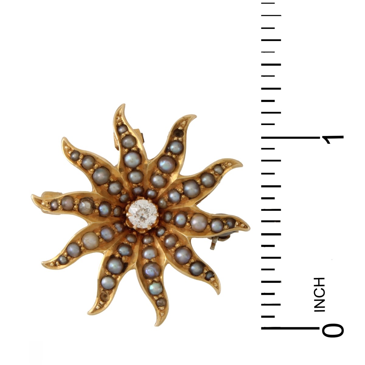 Diamond, Pearl and 14K Pendant / Brooch