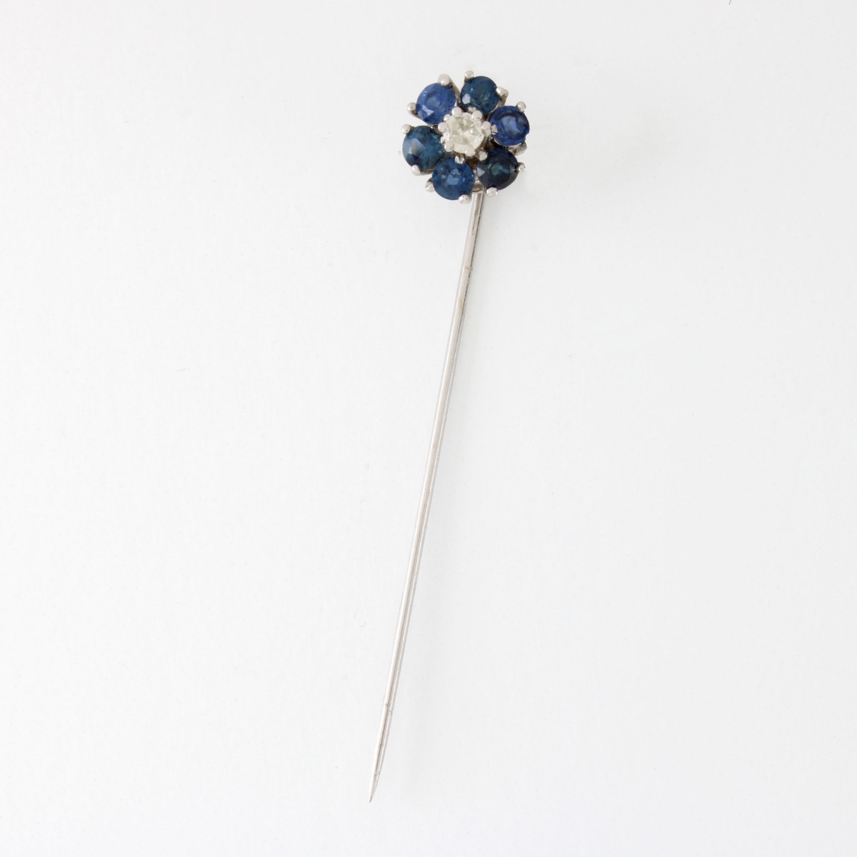Sapphire, Diamond and 14K Stickpin