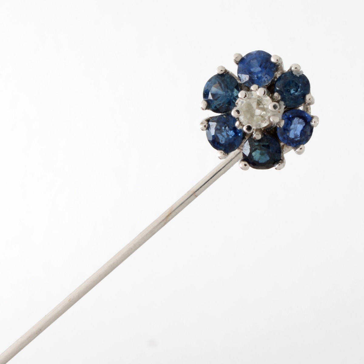 Sapphire, Diamond and 14K Stickpin