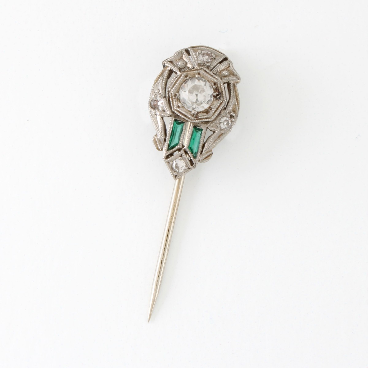 Diamond, Emerald and Platinum Stickpin