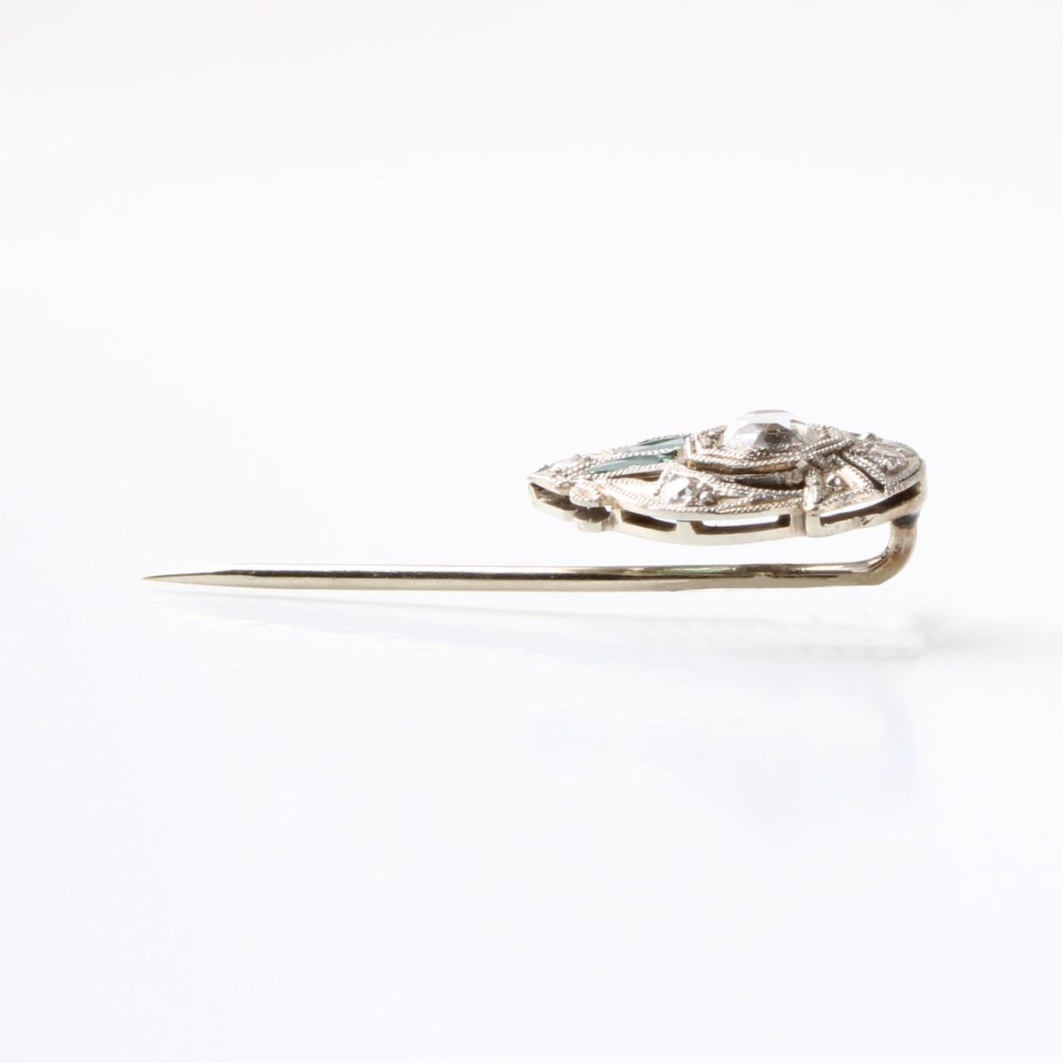 Diamond, Emerald and Platinum Stickpin