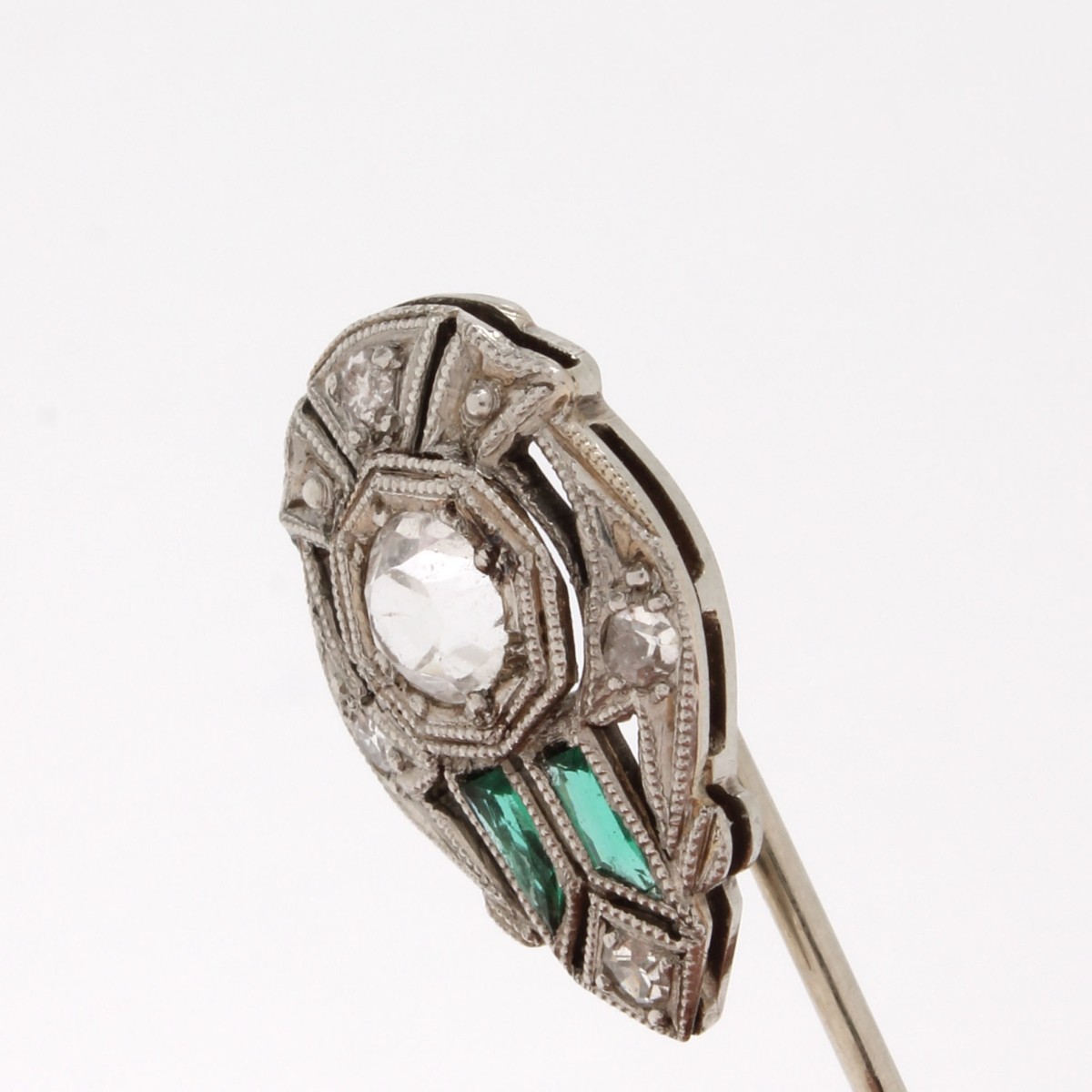 Diamond, Emerald and Platinum Stickpin